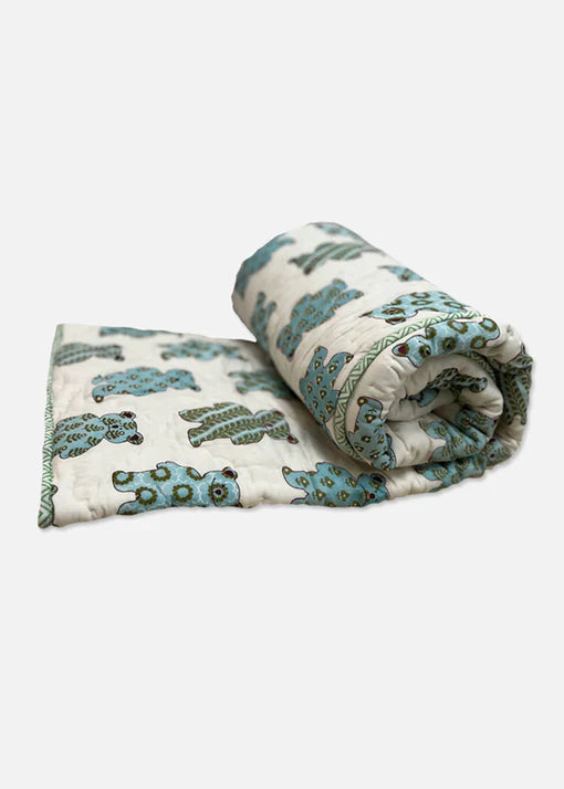 The Almirah Bhalu Blue Baby Quilt-100% Organic Cotton-For Infants