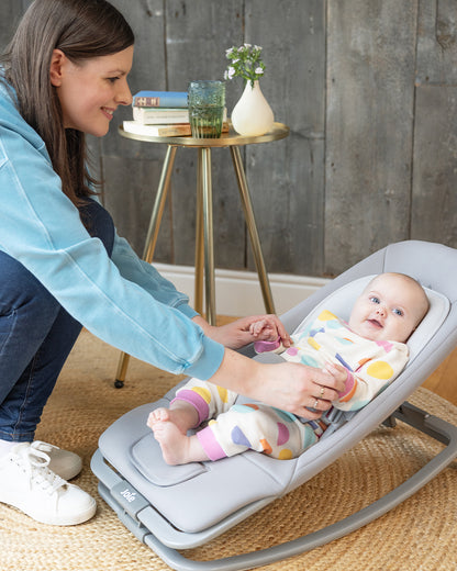 Joie Dreamer Rocker & Bouncer-3 Position Reclining Seat-2 Position Adjustable Leg Rest-With Removable & Rotating Toy Bar-2 Years Warranty-Upto 15 Kg-Walnut