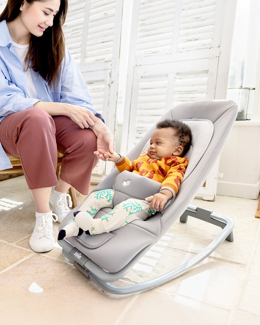 Joie Dreamer Rocker & Bouncer-3 Position Reclining Seat-2 Position Adjustable Leg Rest-With Removable & Rotating Toy Bar-2 Years Warranty-Upto 15 Kg-Walnut