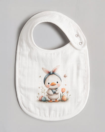 Twingle 100% Organic Muslin Bib-Soft Terry on the Back for maximum Absorbency-Trusted YKK Snaps-Easter Duck-Pack of 2-For Infants