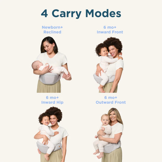 Ergobaby Lift Hip Seat Baby Carrier-With 4 Carrying Positions-Hip Healthy Certified-2 Storage Pockets-Anti Slip Grip & Angled Base-Padded Waistband to Ease Back Pain-For 6M+ to 4Y (Upto 20 Kg)-Natural Beige