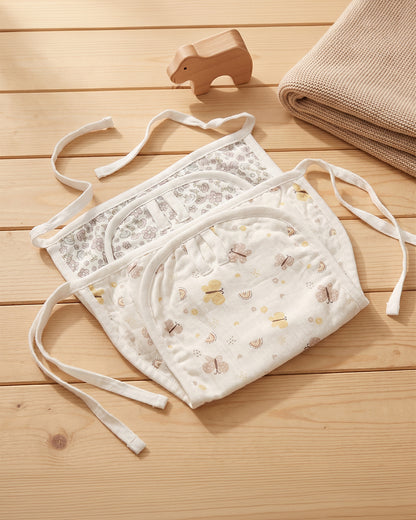 Twingle 100% Organic Muslin String Nappy-Soft Absorbent Terry Layer-Mess Free Design-Helps Control 1-2 Leaks-Double Loop for 2 Size Adjustment-Lavender & Butterfly Print-Pack of 2