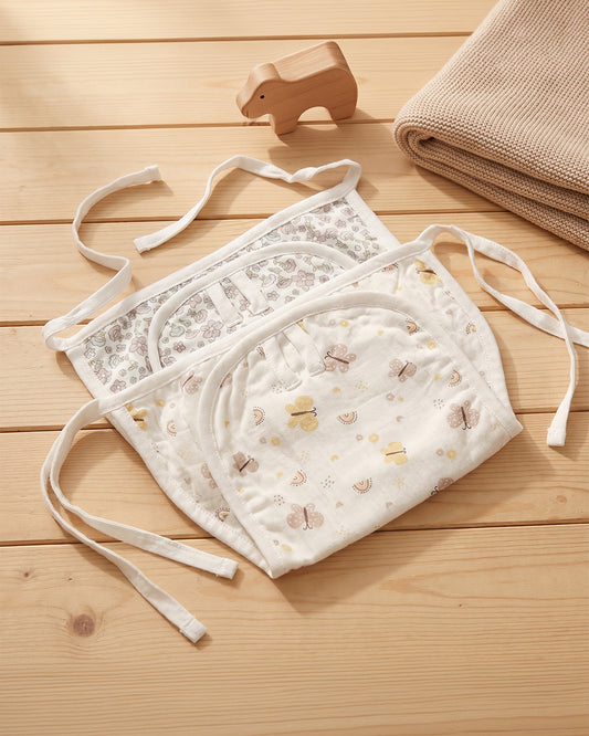 Twingle 100% Organic Muslin String Nappy-Soft Absorbent Terry Layer-Mess Free Design-Helps Control 1-2 Leaks-Double Loop for 2 Size Adjustment-Lavender & Butterfly Print-Pack of 2