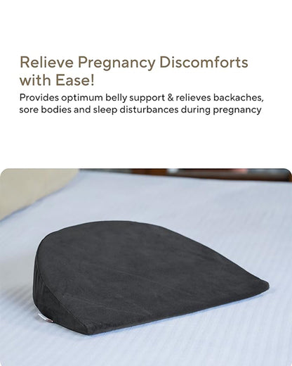 Fovera Wedge Shaped Pregnancy Pillow-Dark Grey-Memory Foam-Pregnancy Belly & Back Support-For Maternity