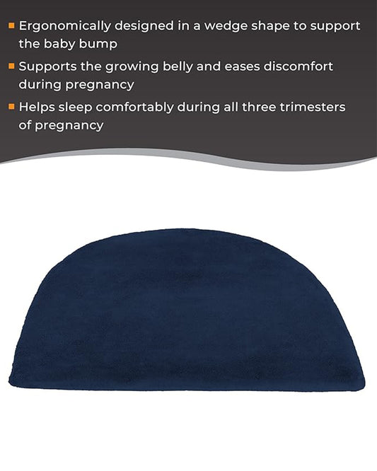 Fovera Wedge Shaped Pregnancy Pillow-Navy Blue-Memory Foam-Pregnancy Belly & Back Support-For Maternity