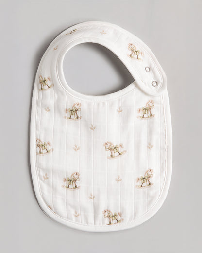 Twingle 100% Organic Muslin Bib-Soft Terry on the Back for maximum Absorbency-Trusted YKK Snaps-Riding Horse-Pack of 2-For Infants