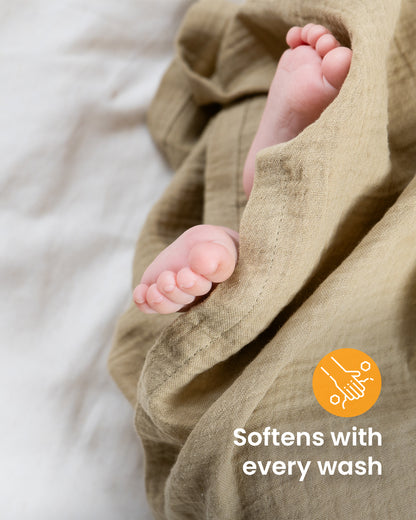 duckduckbaby Super Absorbent Baby Muslin Towel-100% Organic Cotton-Ultrasoft & Lightweight-Gets Softer With Every Wash-Natural