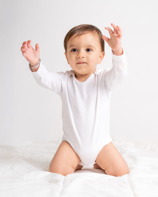 Twingle Snow White Envelope Neck Long Sleeves Bodysuit Vest-Solid-100% Organic Cotton-Pack of 3-For Infants