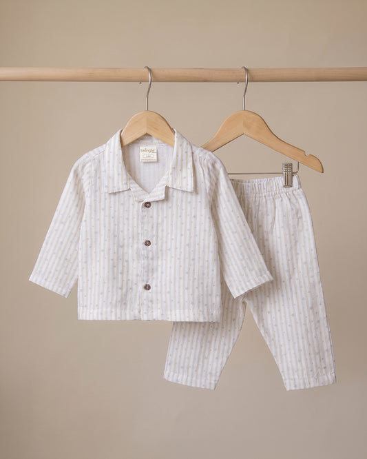 Twingle 100% Organic Muslin Nightsuit-Prevents Overheating-Naturally Temperature Regulating for Better Sleep-Soft Elasticated Waistband-Starlight-White-For Infants