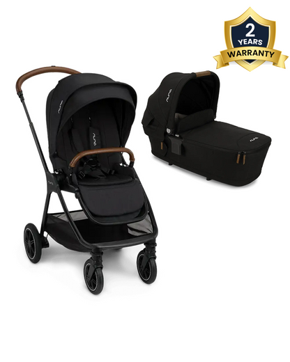 Nuna TRIV Next Stroller & LYTL Carry Cot Travel System-Stroller Features (One-Hand Fold, Reversible Seat, Upto 22 Kg)-Carry Cot Features (Soft Mattress, Compact Fold with Dream Drape, Upto 9 Kg)-Caviar