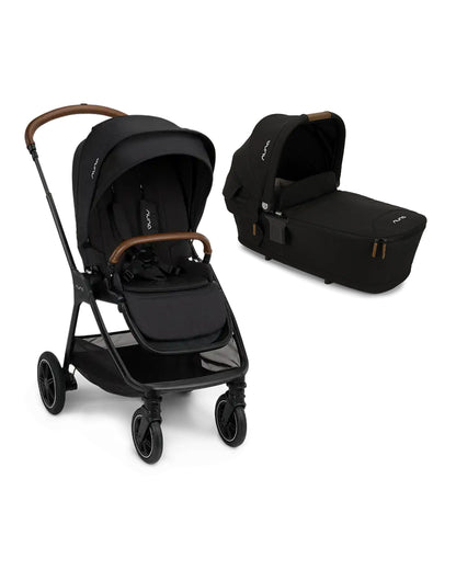 Nuna TRIV Next Stroller & LYTL Carry Cot Travel System-Stroller Features (One-Hand Fold, Reversible Seat, Upto 22 Kg)-Carry Cot Features (Soft Mattress, Compact Fold with Dream Drape, Upto 9 Kg)-Caviar