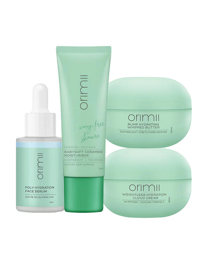 Orimii Ultimate Winter Care Kit For Moms-Cloud Cream+Belly Butter+Poly Hydration Face Serum+Ceramide Moisturiser-Restores & Hydrates Skin