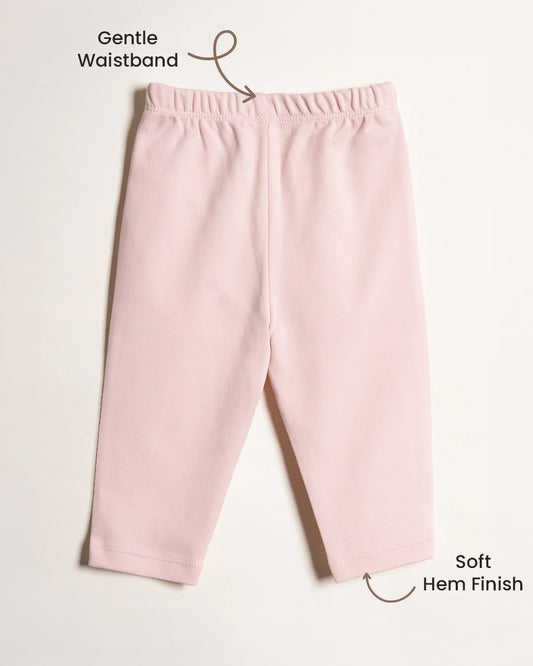 Twingle 100% Organic Cotton Leggings-Soft Elasticated Waistband-No Itchy Tags-Solid-Pastel Pink-For Infants