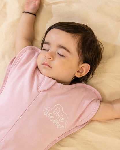 Twingle 100% Organic Cotton Sleeping Bag with Inbuilt Mittens-Snug Fit & Arms Up Design for Natural Body Posture-Zip Guard to Protect Baby's Chin & Neck-Two Way Zipper for Easy Diaper Change-Solid-Lotus-For Infants