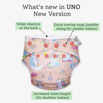 SuperBottoms Pixie Dust Freesize UNO-12 Hours Absorbency Cloth Diaper-Padded Underwear-100% Organic Cotton-Washable & Reusable-3 to 36M