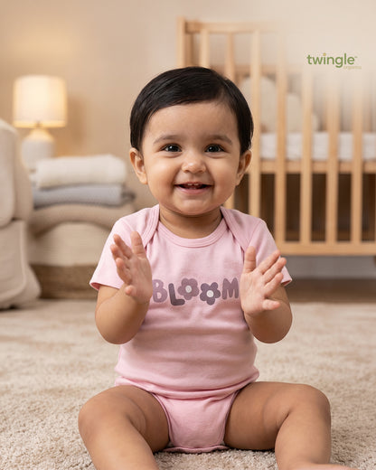 Twingle 100% Organic Cotton Bodysuit-Envelope Neck for Easy Dressing-Nickel Free Snaps-Short Sleeves-Solid-Pastel Pink-For Infants