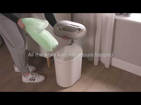 Shnuggle Eco-Touch Diaper Pail-With Dual seal odour airlock and Cassette free design-Compatible with any standard bin liner-White