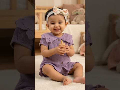 Twingle 100% Organic Muslin Shirt & Shorts Set-Lightweight & Breathable Fabric-Puff Sleeves-Soft Elasticated Waistband-Short Sleeves-Solid-Lavender-For Infants