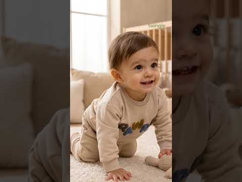 Twingle 100% Organic Cotton Jogger Set-Hypoallergenic Fabric-No Itchy Tags-Soft Elasticated Waistband-Long Sleeves-Solid-Beige-For Infants