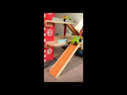 Playbox Drive In Car Parking Garage-3 Different Levels-Includes 2 Ramp, 1 Helicopter & 3 Cars-Promotes Motor Skills & Creativity-Pretend & Play Toy-12M+