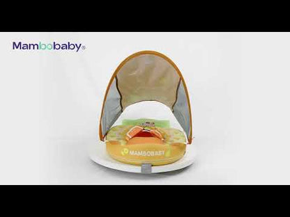 Mambobaby Chest Float Swimming Tube-Air Free Foam Design with 5 Point Safety Harness & 3 Swim Modes, UPF 50+ Detachable Flat Canopy-Upto 18 kg Baby Weight-Pineapple-Yellow