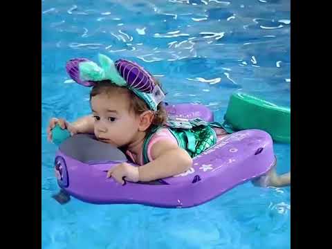 Mambobaby Chest Float Swimming Tube-Air Free Foam Design with 5 Point Safety Harness & 3 Swim Modes, UPF 50+ Detachable Flat Canopy-Upto 18 kg Baby Weight-Mermaid-Purple