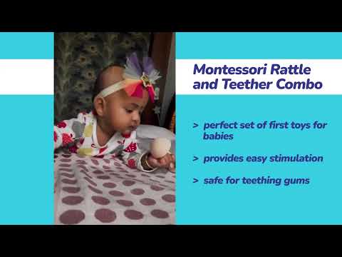 Shumee Montessori Rattle & Teether Rattle Toy-Pack Of 4-For Infants