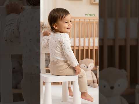 Twingle 100% Organic Cotton Bodysuit with Leggings-Envelope Neck for Easy Dressing-No Itchy Tags-Soft Elasticated Waistband-Long Sleeves-Hearts & Stars Print-White-For Infants