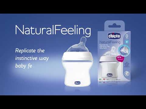 Chicco Natural Feeling Feeding Bottle-Angled Teat-Anti Colic-Slow Flow-150 ml-Blue-0M+