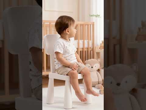 Twingle 100% Organic Cotton T-shirt & Shorts Set-No Itchy Tags-Shoulder Snaps for Easy Dressing-Soft Adjustable Waistband-Short Sleeves-Hearts & Stars Print-White-For Infants