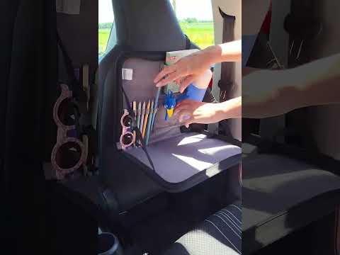 Dooky Backseat Travel Tray-Easy To Attach To The Headrest-Foldable & Compact-Integrated Table With Adjustable Angle & Raised Edge-Black
