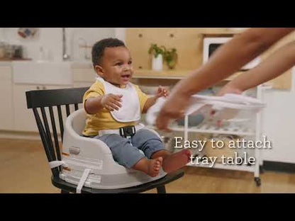 Infantino Grow-With-Me 4-in-1 Booster Seat-Converts Into Infant & Toddler Booster Seat-Two Can Dine-With Dishwasher Safe & Removable Meal Tray-3 Point Harness-For 6 to 36M-Teal & Grey