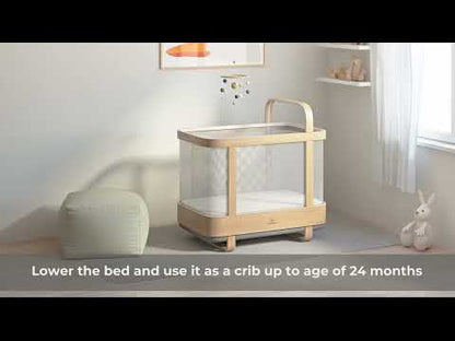 Cradlewise Convertible Smart Bassinet & Crib-ASTM F2194 Certified-Built In AI Monitor That Senses Early Wake Up Signs-1 Year Warranty-Includes VOC & PU Foam Free Mattress, Waterproof Mattress Cover, Fitted Sheet & Crib Mesh-For 0 to 2Y (Upto 15 Kg)