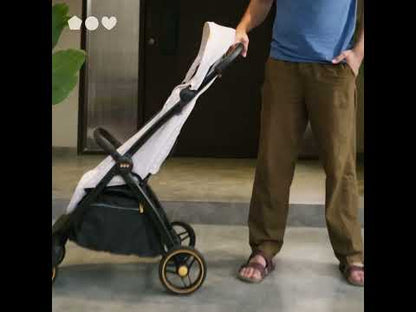 Loopie Hop Cabin Friendly Stroller-One Hand Fold-Flat Reclining Seat-Includes Mosquito Net-1 Year Warranty-For 0 to 4Y (Upto 22 Kg)-Blue Jade