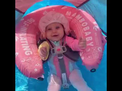 Mambobaby Chest Float Swimming Tube-Self Inflating Design with 5 Point Safety Harness & 3 Swim Modes, UPF 50+ Canopy Protection-Upto 18 kg Baby Weight-Unicorn-Pink