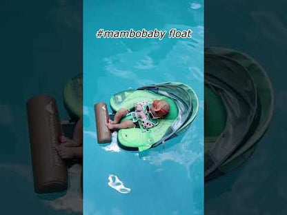 Mambobaby Chest Float Swimming Tube-Air Free Foam Design with 5 Point Safety Harness & 3 Swim Modes, UPF 50+ Detachable 3D Canopy-Crocodile-Green