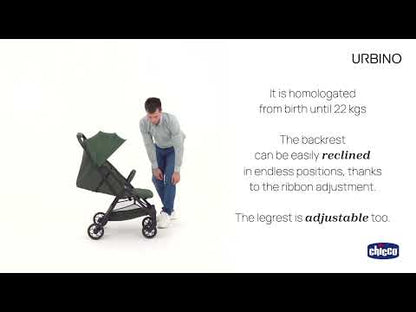 Chicco Urbino Lightweight Baby Stroller-Flat Reclining Seat-One Hand Fold-6 Months Warranty-For 0 to 4Y (Upto 22 Kg)-Ruby