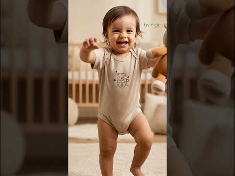 Twingle 100% Organic Cotton Bodysuit-Envelope Neck for Easy Dressing-Nickel Free Snaps-Short Sleeves-Solid-Beige-For Infants
