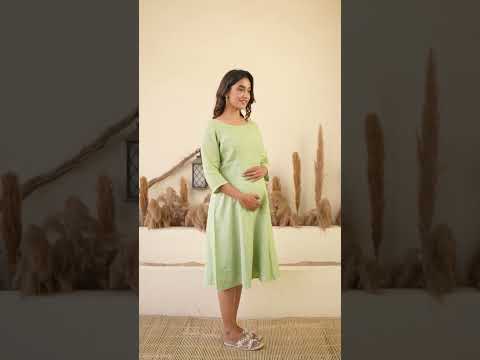 Ellementree Sage Green Maternity Dress-Solid Color-Premium European Linen-Round Neck-Bump Friendly-Extra 5% Off duckduckbaby Ellementree Sage Green Maternity Dress-Solid Color-Premium European Linen-Round Neck-Bump Friendly-Extra 5% Off duckduckbaby