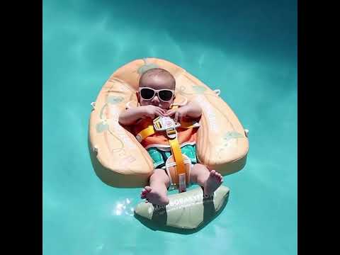 Mambobaby Chest Float Swimming Tube-Air Free Foam Design with 5 Point Safety Harness & 3 Swim Modes, UPF 50+ Detachable Flat Canopy-Upto 18 kg Baby Weight-Pumpkin-Yellow