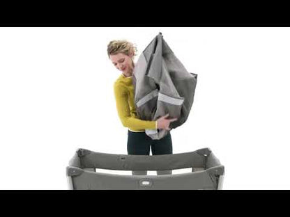 Joie Illusion Travel Cot With Tuckaway Changing Table-Deluxe Parent Organizer With Storage-Removable Bassinet-Compact Fold-Includes Carry Bag-For Infants-Upto 15 Kg-Nickel