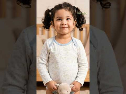 Twingle 100% Organic Cotton Bodysuit-Envelope Neck for Easy Dressing-Nickel Free Snaps-Long Sleeves-Dino Print-White-For Infants