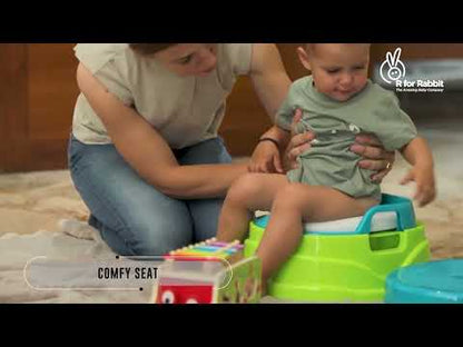 R For Rabbit Ding Dong Convertible 4 in 1 Potty Training Seat-With Soft Cushion & Side Handles-Green Blue