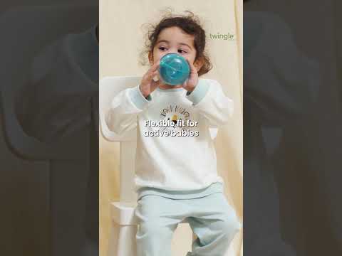 Twingle 100% Organic Cotton Jogger Set-Hypoallergenic Fabric-No Itchy Tags-Soft Elasticated Waistband-Long Sleeves-Solid-Beige-For Infants