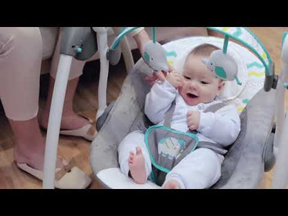 Mastela Deluxe Portable Swing-Compact Fold-2 Position Recline-With 5 Swing Speeds-Upto 9 Kg-For Infants-Grey