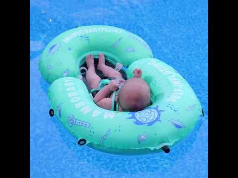 Mambobaby Chest Float Swimming Tube-Self Inflating Design with 5 Point Safety Harness & 3 Swim Modes, UPF 50+ Canopy Protection & Detachable Footrest-Upto 18 kg Baby Weight-Outer Space-Green