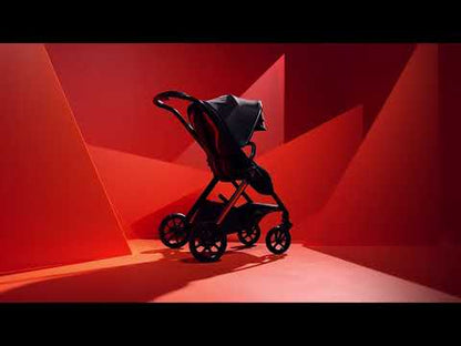 Lamborghini x Silver Cross Edition Reef Al Arancio Stroller & Carry Cot-Italian Leather Details-Height Adjustable Parent Handle Bar-Reversible & Flat Reclining Seat-High Gloss Polycarbonate Carry Cot-For 0 to 4Y (Upto 22 Kg)-Arancio