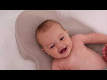 Shnuggle Baby Bather-Non Slip and Soft Warm to Touch Backrest-Water Level Indicator-0 to 6M-White & Grey