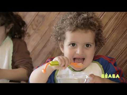 Beaba 360° Training Spoon-Short and Round Rotating Handle-Gentle on Gums-Neon-8M+
