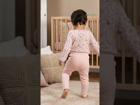 Twingle 100% Organic Cotton Bodysuit with Leggings-Envelope Neck for Easy Dressing-No Itchy Tags-Soft Elasticated Waistband-Long Sleeves-Floral Print-Pastel Pink-For Infants
